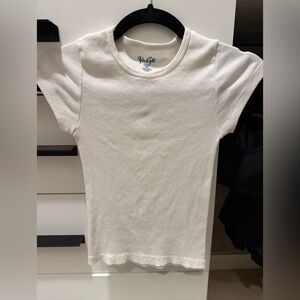 Brandy Melville John Galt White Ribbed T-Shirt